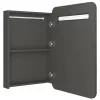 Antracitszürke LED-es tükrös fürdőszobaszekrény 60x11x80 cm