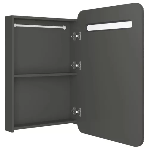 Antracitszürke LED-es tükrös fürdőszobaszekrény 60x11x80 cm