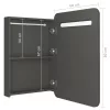 Antracitszürke LED-es tükrös fürdőszobaszekrény 60x11x80 cm