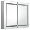 Betonszürke LED-es tükrös fürdőszobaszekrény 80 x 12 x 68 cm