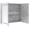 Betonszürke LED-es tükrös fürdőszobaszekrény 80 x 12 x 68 cm