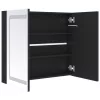 Fényes fekete LED-es tükrös fürdőszobaszekrény 80 x 12 x 68 cm