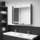 Szürke LED-es tükrös fürdőszobaszekrény 80 x 12 x 68 cm