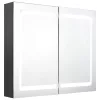 Szürke LED-es tükrös fürdőszobaszekrény 80 x 12 x 68 cm
