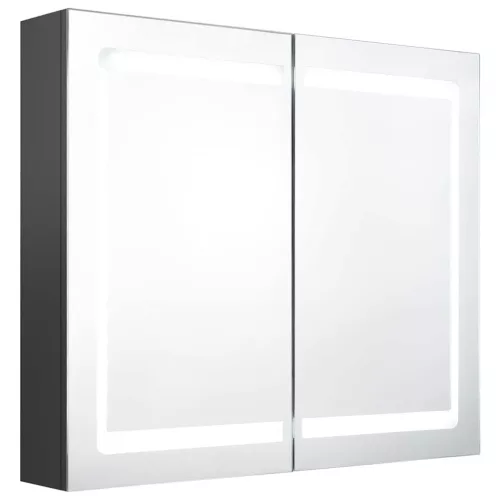 Szürke LED-es tükrös fürdőszobaszekrény 80 x 12 x 68 cm