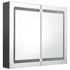Szürke LED-es tükrös fürdőszobaszekrény 80 x 12 x 68 cm