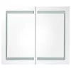 Fényes szürke LED-es tükrös fürdőszobaszekrény 80 x 12 x 68 cm