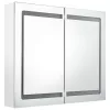 Fényes fehér LED-es tükrös fürdőszobaszekrény 80 x 12 x 68 cm