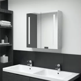   Betonszürke LED-es tükrös fürdőszobaszekrény 62 x 14 x 60 cm
