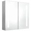 Betonszürke LED-es tükrös fürdőszobaszekrény 62 x 14 x 60 cm
