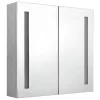 Betonszürke LED-es tükrös fürdőszobaszekrény 62 x 14 x 60 cm