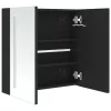 Fényes fekete LED-es tükrös fürdőszobaszekrény 62 x 14 x 60 cm