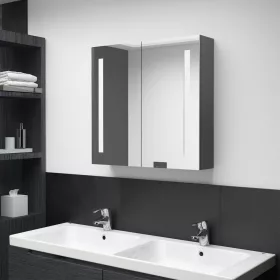   Betonszürke LED-es tükrös fürdőszobaszekrény 62 x 14 x 60 cm