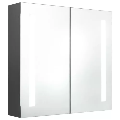 Betonszürke LED-es tükrös fürdőszobaszekrény 62 x 14 x 60 cm