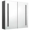 Betonszürke LED-es tükrös fürdőszobaszekrény 62 x 14 x 60 cm