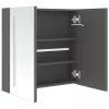 Betonszürke LED-es tükrös fürdőszobaszekrény 62 x 14 x 60 cm