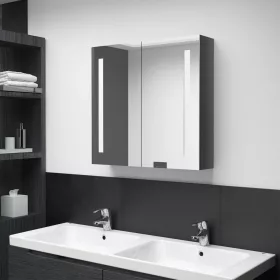   Betonszürke LED-es tükrös fürdőszobaszekrény 62 x 14 x 60 cm