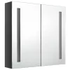 Betonszürke LED-es tükrös fürdőszobaszekrény 62 x 14 x 60 cm