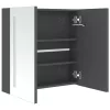 Betonszürke LED-es tükrös fürdőszobaszekrény 62 x 14 x 60 cm