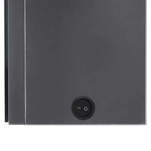 Betonszürke LED-es tükrös fürdőszobaszekrény 62 x 14 x 60 cm