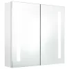 Fényes fehér LED-es tükrös fürdőszobaszekrény 62 x 14 x 60 cm