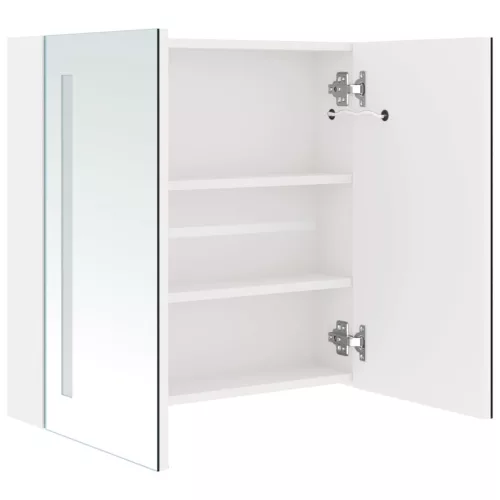 Fényes fehér LED-es tükrös fürdőszobaszekrény 62 x 14 x 60 cm