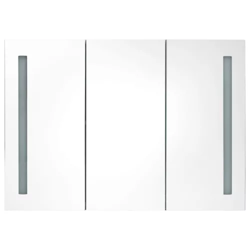 Fényes fekete fürdőszobaszekrény LED világítással 89x14x62 cm