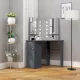 Szürke sarok fésülködőasztal LED világítással 111x54x141,5 cm