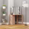 Fekete sarok-fésülködőasztal LED-világítással 111x54x141,5 cm