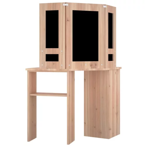 Fekete sarok-fésülködőasztal LED-világítással 111x54x141,5 cm