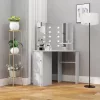 Betonszürke sarok-fésülködőasztal LED-del 111x54x141,5 cm