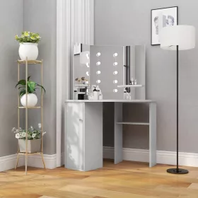   Betonszürke sarok-fésülködőasztal LED-del 111x54x141,5 cm
