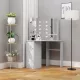 Betonszürke sarok-fésülködőasztal LED-del 111x54x141,5 cm