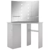 Betonszürke sarok-fésülködőasztal LED-del 111x54x141,5 cm