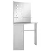 Betonszürke sarok-fésülködőasztal LED-del 111x54x141,5 cm