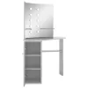 Betonszürke sarok-fésülködőasztal LED-del 111x54x141,5 cm