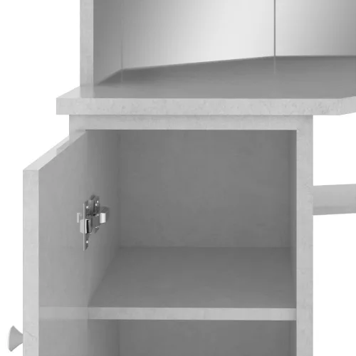 Betonszürke sarok-fésülködőasztal LED-del 111x54x141,5 cm
