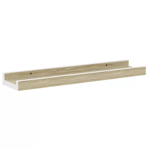2 db fehér és sonoma tölgy színű fali polc 40 x 9 x 3 cm