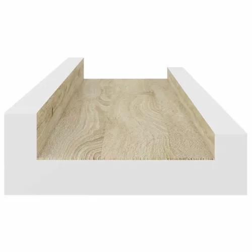 2 db fehér és sonoma tölgy színű fali polc 40 x 9 x 3 cm
