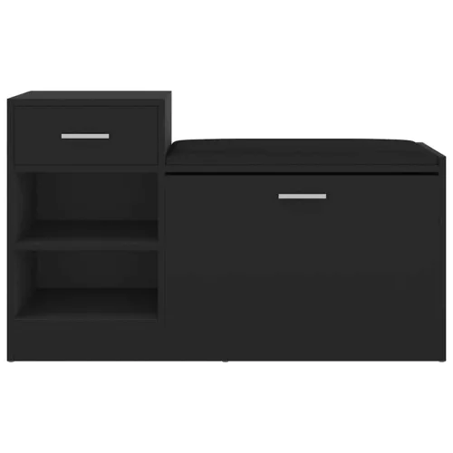 Fekete szerelt fa cipőtároló pad 94,5 x 31 x 57 cm