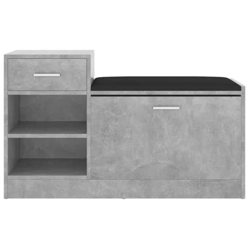 Betonszürke szerelt fa cipőtároló pad 94,5 x 31 x 57 cm