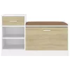 Fehér és sonoma tölgy szerelt fa cipőtároló pad 94,5x31x57 cm