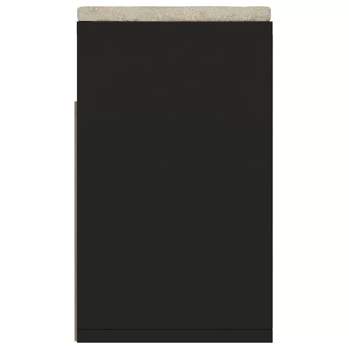 Fekete szerelt fa cipőtároló pad párnával 104 x 30 x 49 cm