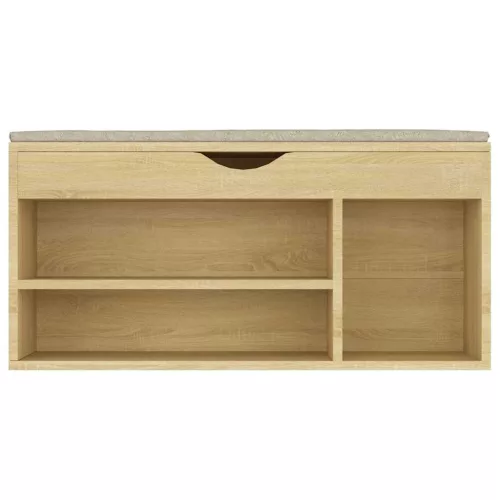 Sonoma tölgy színű cipőtároló pad párnával 104 x 30 x 49 cm