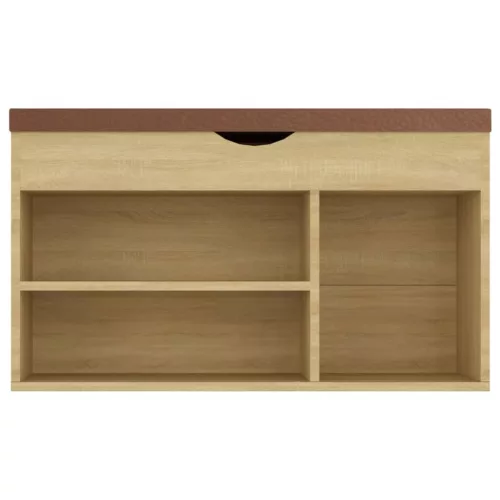 Sonoma tölgy szerelt fa cipőtároló pad párnával 80 x 30 x 47 cm