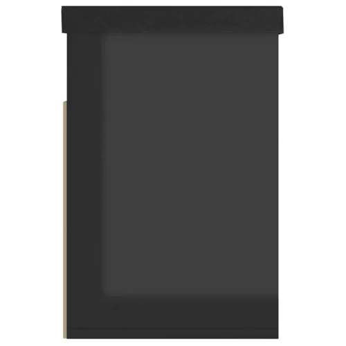 Magasfényű fekete cipőtároló pad párnával 80 x 30 x 47 cm