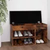 Füstös tölgy szerelt fa cipőtároló pad párnával 80 x 30 x 47 cm