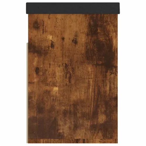 Füstös tölgy szerelt fa cipőtároló pad párnával 80 x 30 x 47 cm