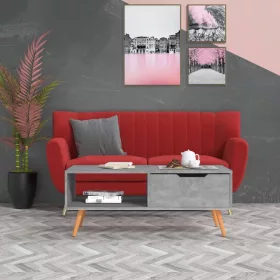 Betonszürke szerelt fa dohányzóasztal 100 x 49,5 x 43 cm