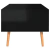 Magasfényű fekete szerelt fa dohányzóasztal 100 x 49,5 x 43 cm